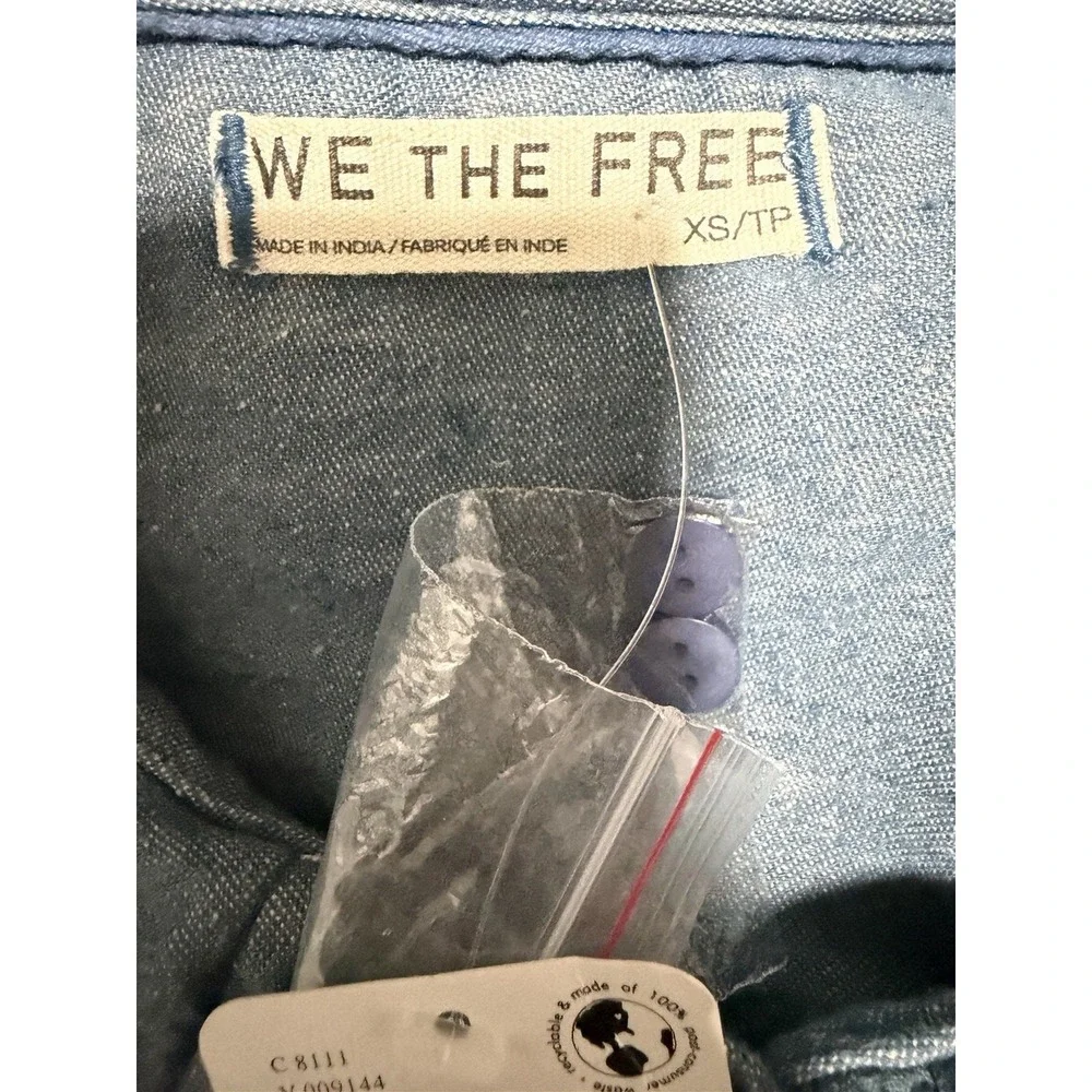 Free People We The Free Baby Blues Summit Shirt Blue As Header Women's Size‎ XS